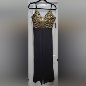 Chic Black and Gold Jumpsuit